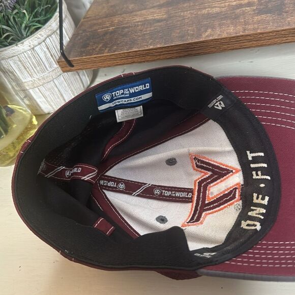 VA Tech Hokies Maroon and Gray Cap, Top of The World, One Fit - Picture 7 of 7